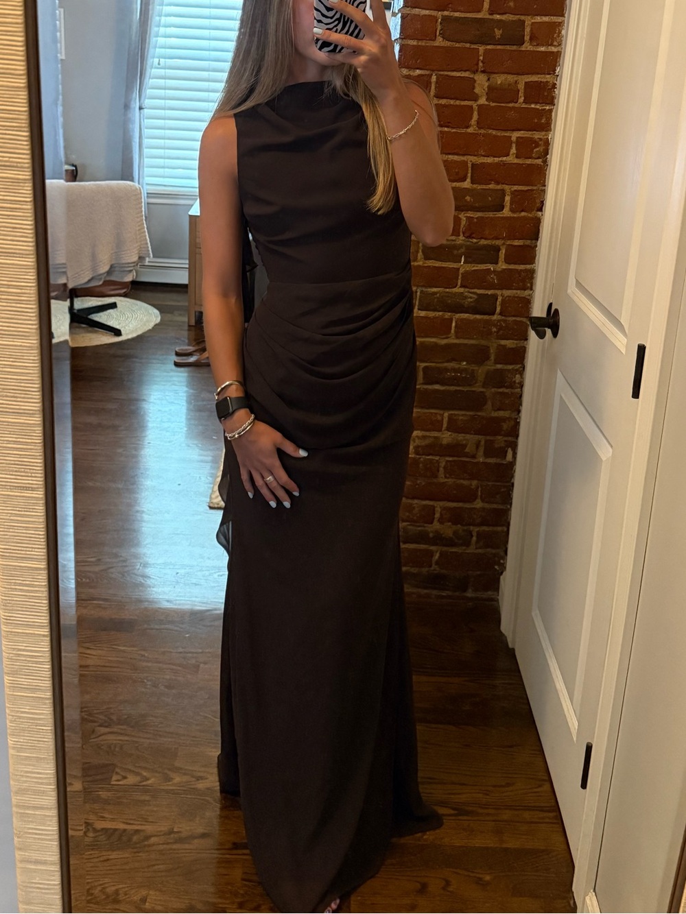 Elegant Brown Sleeveless Evening Gown